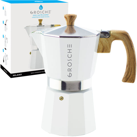 Grosche Milano Moka Pot White 6 Cup - Drips