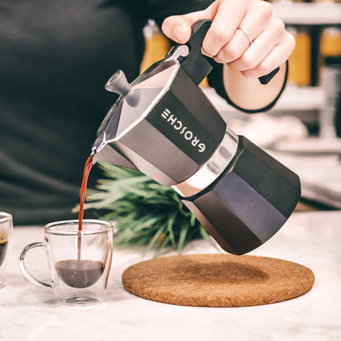 Grosche Milano Moka Pot Black 6 Cup - Drips  