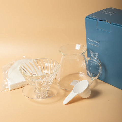 Hario V60 02 Glass Brewing Kit Simply HARIO - Drips  